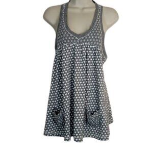 PINK Victoria's Secret Womens Swing Tank Top Gray Peace Signs Hearts Pockets S